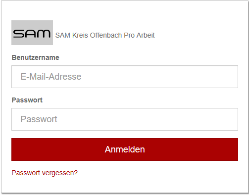 SAM Anmeldeformular